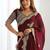 Maroon embellished sequinned organza heavy work saree