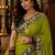 Lime floral embroidered poly chiffon saree
