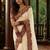 Off white floral embroidered poly chiffon saree