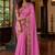 Pink floral embroidered poly chiffon saree