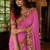 Pink floral embroidered poly chiffon saree