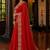 Red floral embroidered poly chiffon saree