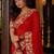 Red floral embroidered poly chiffon saree