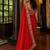 Red floral embroidered poly chiffon saree