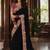 Black floral embroidered poly chiffon saree