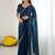 Navy blue embellished embroidered pure georgette heavy work saree