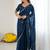 Navy blue embellished embroidered pure georgette heavy work saree