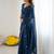 Navy blue embellished embroidered pure georgette heavy work saree
