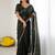 Olive ethnic motifs embroidered pure georgette heavy work saree