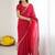 Red ethnic motifs embroidered pure georgette heavy work saree