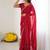 Red ethnic motifs embroidered pure georgette heavy work saree