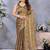 Brown floral embroidered pure chiffon designer saree