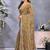 Brown floral embroidered pure chiffon designer saree