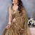 Brown floral embroidered pure chiffon designer saree