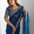 Blue embellished sequinned organza heavy work saree