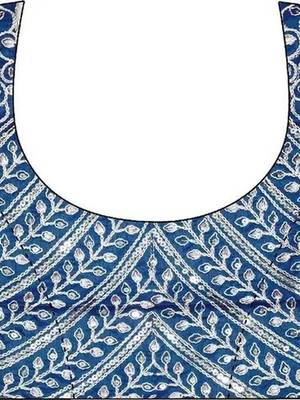 Blue embellished sequinned organza heavy work saree 4