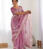 Pink embellished organza saree