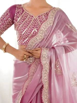 Pink embellished organza saree 2