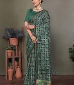 Green ethnic motifs saree