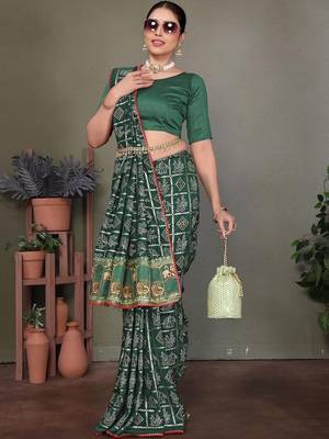 Green ethnic motifs saree 3