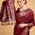 Maroon floral woven design saree with unstitched blouse piece