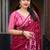 Maroon batik printed chanderi saree with unstitched blosue piece