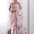 Pink floral mirror work pure chiffon saree