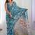 Teal mirror work pure chiffon saree