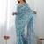 Blue ethnic motifs sequinned pure chiffon ikat saree