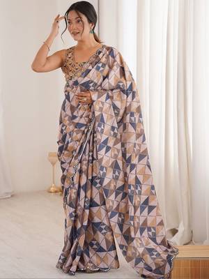 Multicolor sequinned pure chiffon ikat saree 1