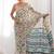 Off white mirror work pure chiffon saree