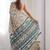 Off white mirror work pure chiffon saree