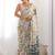 Off white mirror work pure chiffon saree