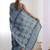 Teal ethnic motifs mirror work pure chiffon saree