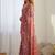 Red ethnic motifs mirror work pure chiffon ikat saree