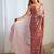 Red ethnic motifs mirror work pure chiffon ikat saree
