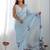 Blue floral sequinned pure chiffon saree