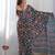 Teal ethnic motifs mirror work pure chiffon ikat saree