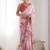 Pink floral sequinned pure chiffon saree