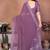 Purple embellished embroidered poly georgette heavy work saree