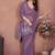 Purple embellished embroidered poly georgette heavy work saree