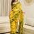 Yellow floral pure cotton ready to wear block printed saree