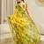 Yellow floral pure cotton ready to wear block printed saree