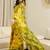 Yellow floral pure cotton ready to wear block printed saree