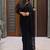 Black woven design pure georgette fusion saree