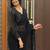 Black woven design pure georgette fusion saree
