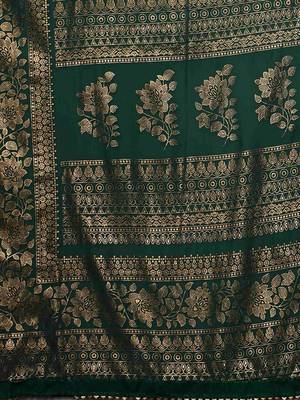 Green polka dot pure georgette fusion saree 4