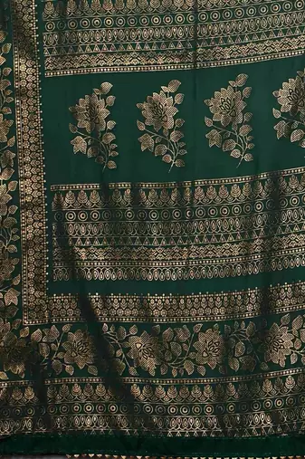 Green polka dot pure georgette fusion saree