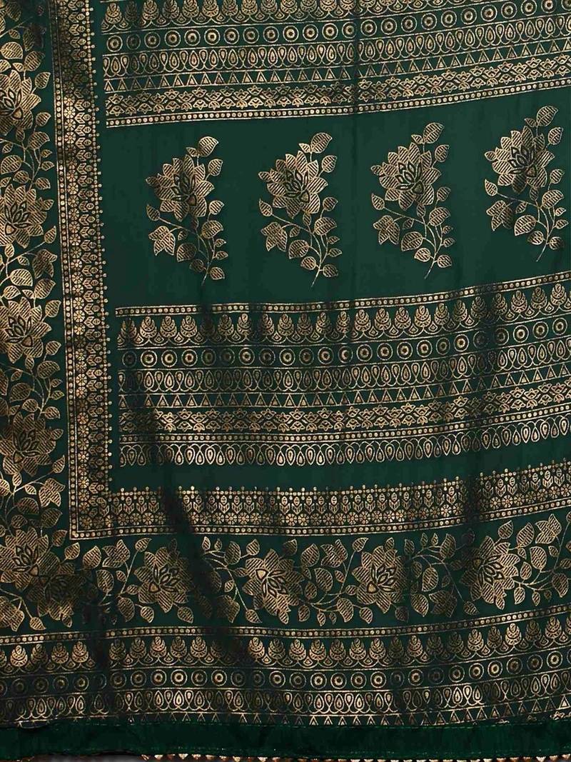 Green polka dot pure georgette fusion saree