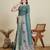 Teal ethnic motifs printed zari saree